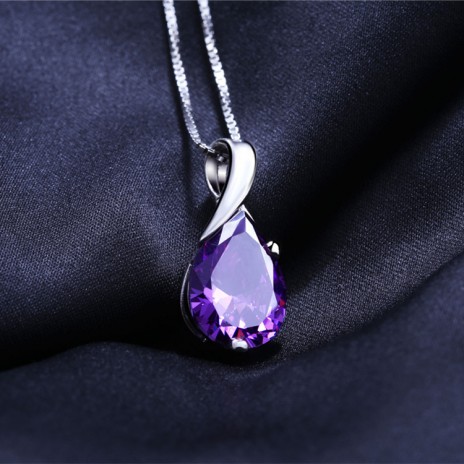 European and American popular jewelry angel tears sterling silver amethyst pendant necklace