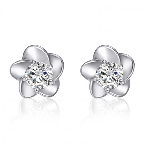 S925 sterling silver earrings Korean fashion flower earrings micro pave zircon hypoallergenic silver earrings