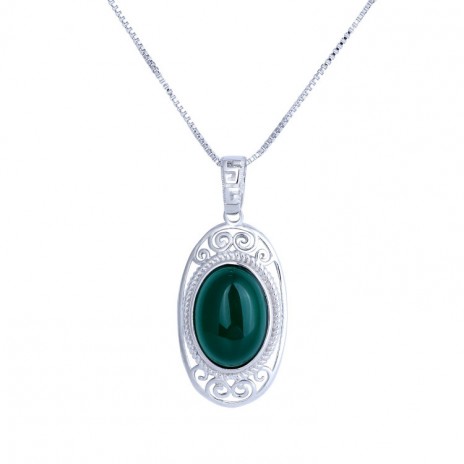 925 sterling silver necklace female clavicle chain yellow agate natural green chalcedony pendant accessories