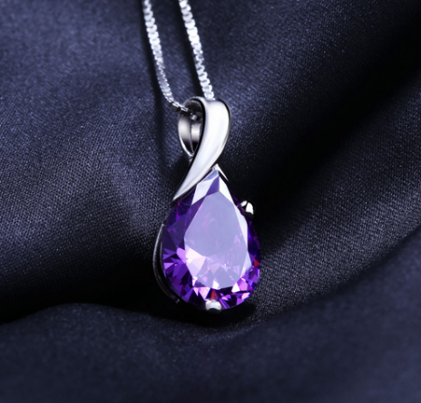 925 Sterling Silver Amethyst Pendant Necklace European and American Angel Tears Popular Jewelry Wholesale