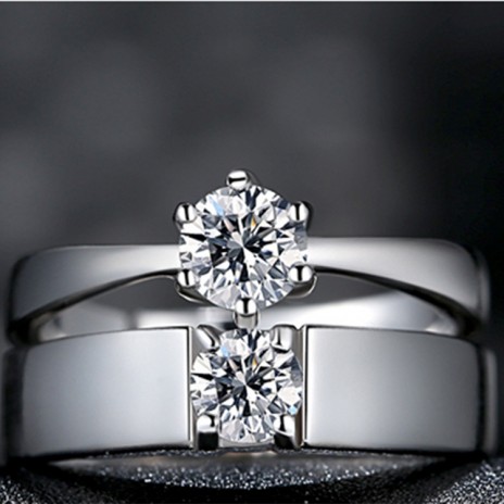 Male And Female 925 Sterling Silver Opening Wedding Ring Simulation Diamond Ring