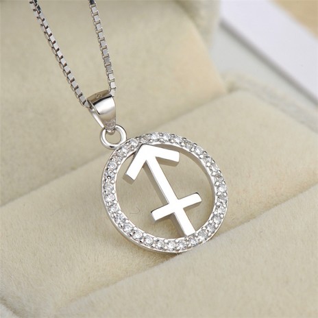 Factory direct wholesale micro pave silver necklaces Zodiac love pendant necklace