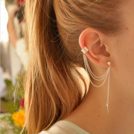 Personalized Metal Leaf Earrings Ear Elip Tassel Earring