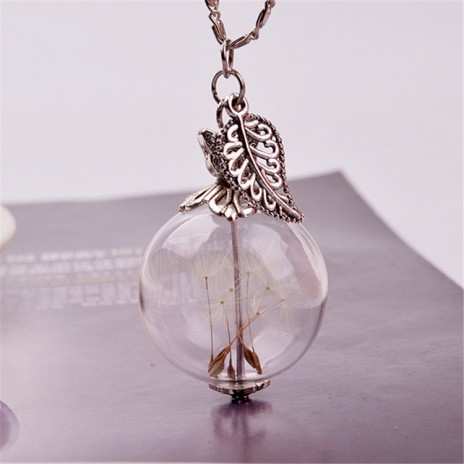 Hot selling DIY handmade jewelry dandelion drift bottle glass pendant necklace