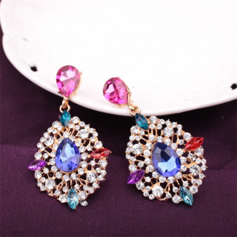 Yiwu Factory Wholesale Korean Style Jewelry Exaggerated Super Big Gemstone Eardrop Earrings