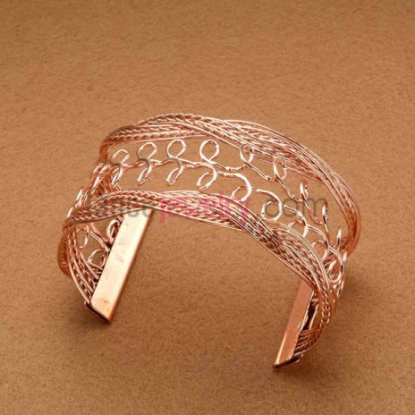 Rose gold plated hand made iron cuff bangle