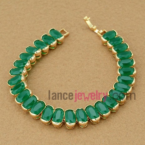 Striking green color zirconia beads bracelet
