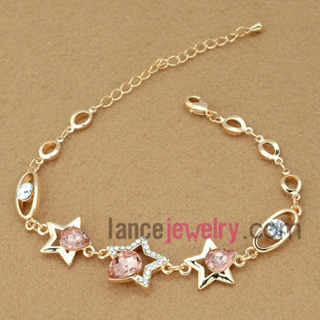Popular stars & crystal decoration chain link bracelet