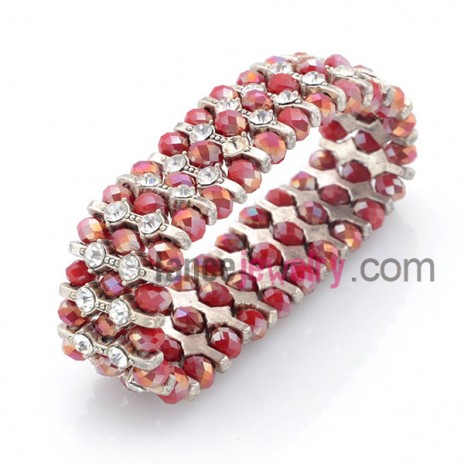 Elegant red AB plating crystal bracelet with rhinestone alloy findings