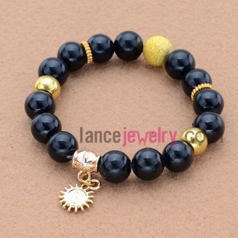 Classic dark color stone&alloy accessories pendant bead bracelet.
