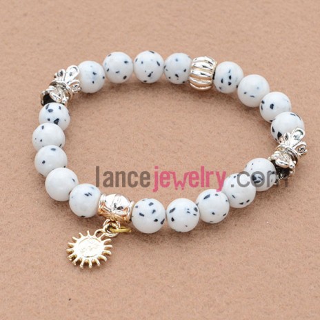 Trendy special model with alloy findings bead bracelet with nice pendant.