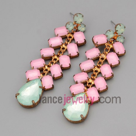 Sweet earrings with brass decorate multicolor resin
