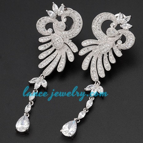 Fancy earrings decorated with cubic zirconia pendants