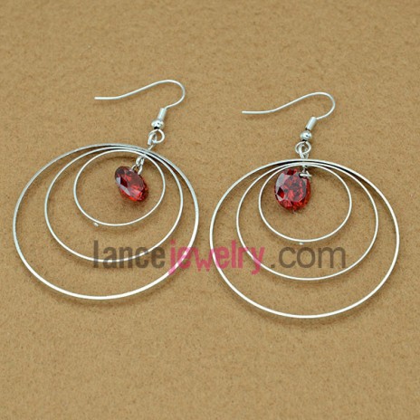 Fashion brass circles pendant drop earrings
