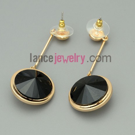 Elegant black glass ornate drop earrings