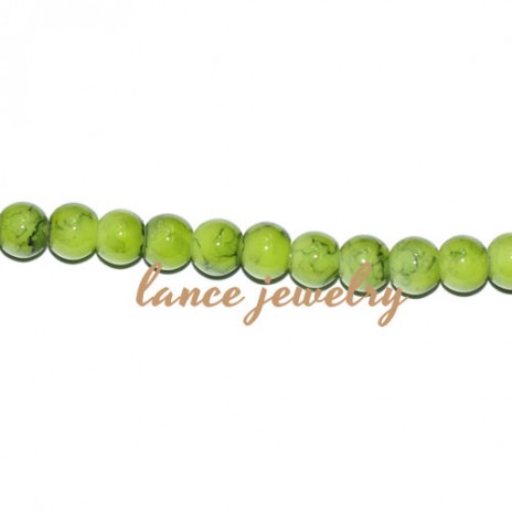 Lovely 4mm round peak green glass beads,around 200pcs for one strand