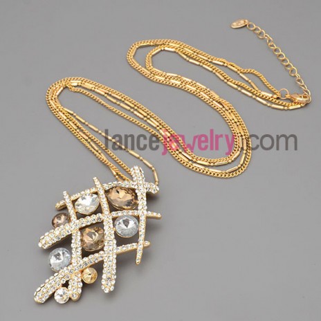 Elegant crystal & rhinestone decoration pendant necklace