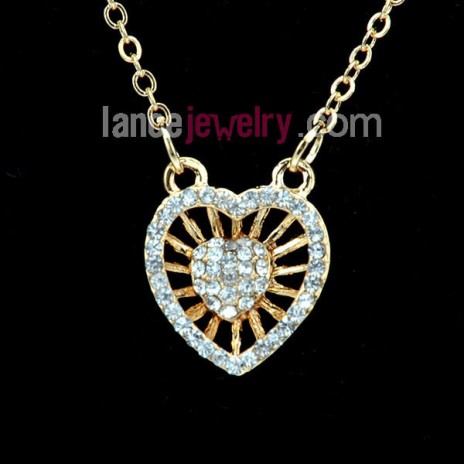 Fashion pendant necklace with Rhinestone beads