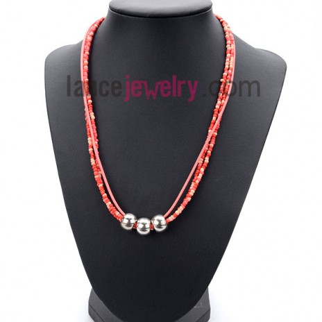 Bright suit of necklace with many small size measles in multicolor and alloy rings