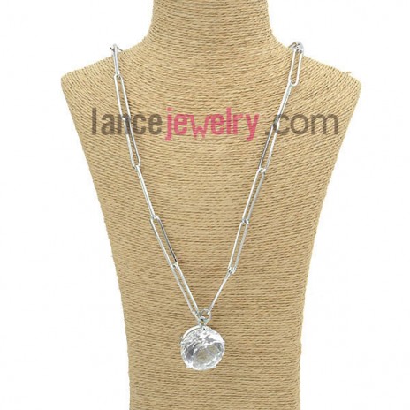 Pure white color crystal pendant sweater chain