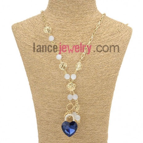Nice blue color xrystal pendant sweater chain 