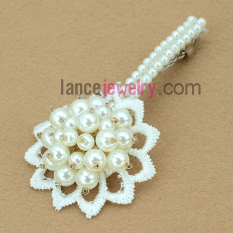 Pure white color flower design decoration hair clip