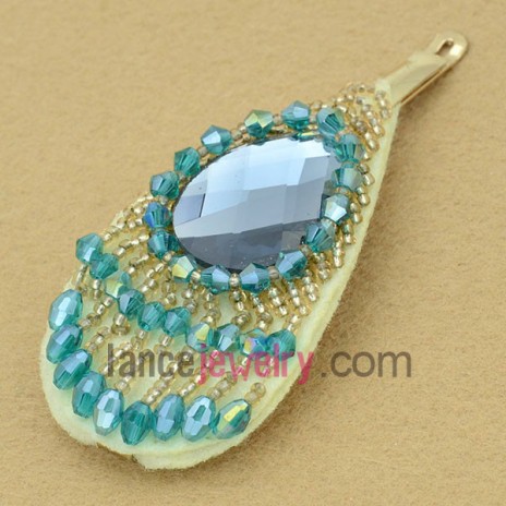 Elegant hair clip with blue color ccb beads and crystal 