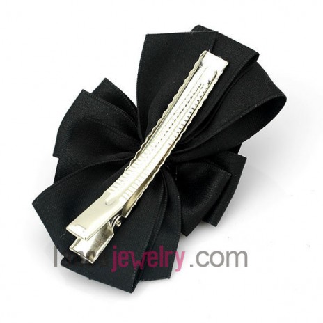 Elegant black ribbon multi-layered bowknot hair clip