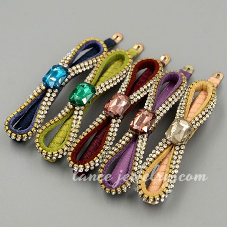 Lovely bowknot shape hair clip with rhinestone & crystal decoration