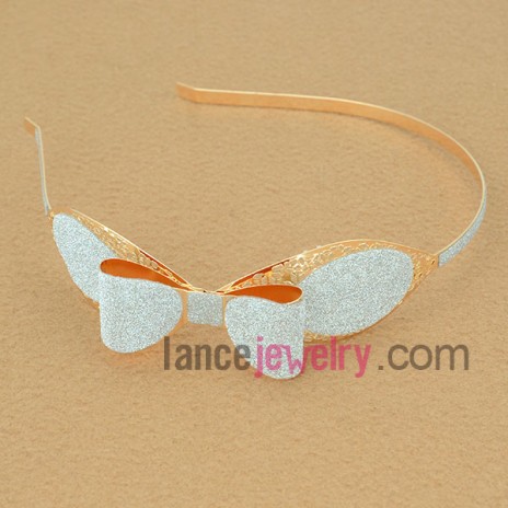 Sweet hair band with iron decorated bow tie model with  pearl powder