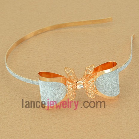Cute hair band with iron decorated  bowknot model with  pearl powder