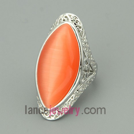 Nice orange color gemstone decorated alloy rings