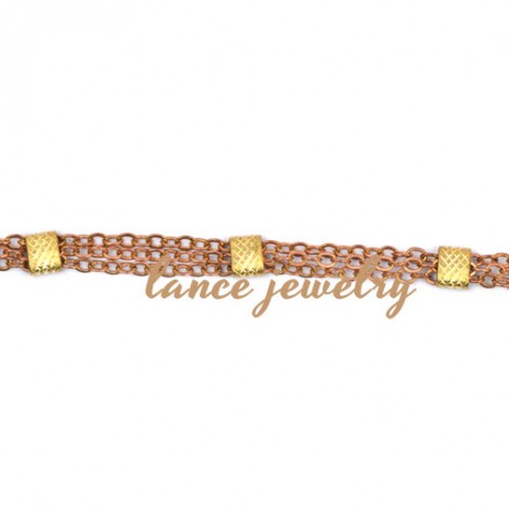 New three line clipped copper chain in white or gold