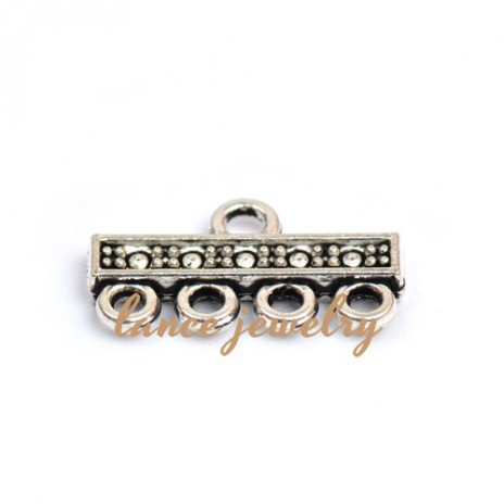 Zinc alloy pendant, a 21mm long pendant with four small circles on the bottom side, small beads printed on the face