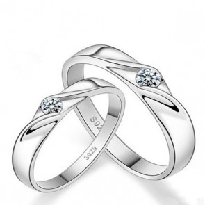 925 Sterling Silver Lovers Ring Male And Female Couple Rings Simple Love Ring