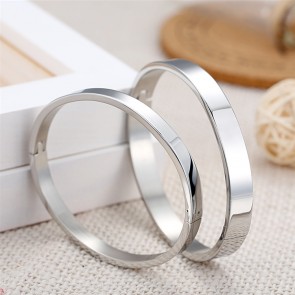 Factory Direct Wholesale Fashionable Glazed Titanium Lovers' Silver Color Bracelet