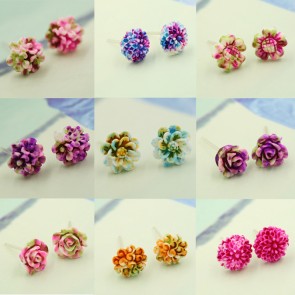 Korean Fashionable Earrings Small Daisy Ceramic Flower Earring Hypoallergenic Rose Earring
