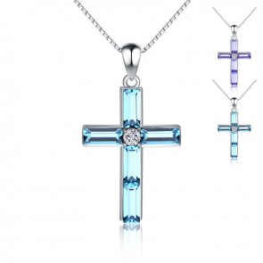 925 silver stylish classic crystal cross pendant