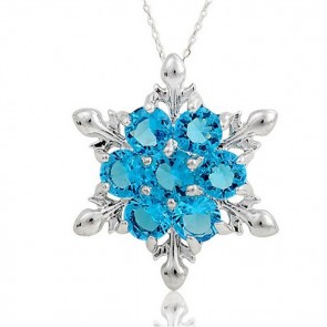 2016 New Style Graceful Natural Gemstone Silver Plating Zircon Snowflake Pendant Necklace