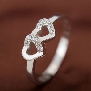 Creative Style 925 Sterling Silver Upscale Micro Pave Diamond Korean Style Couple's Ring 