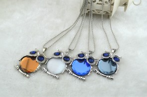 Korean Fashionable Accessories Sweater Necklace Inlaid Crystal Jewelry Cute Owl Women Necklace