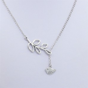 European And American New Style Necklace Leaves And Bird Pendant Necklace