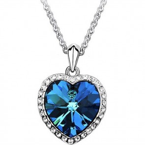 Yiwu Factory Direct Wholesale Classical Love Titanic Heart Of Ocean Crystal Pendant Necklace