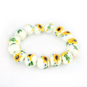 Original colorful little flowers handmade Jingdezhen Ceramic Bead Bracelet