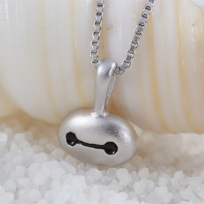 S925 Sterling Silver Pendant Necklace Big Hero 6 Baymax Pendant Necklace