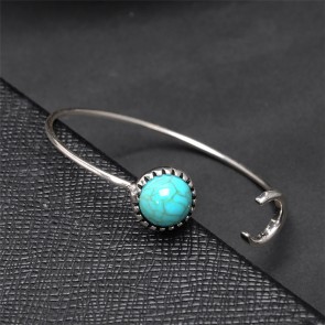 European And American Style Upscale Fashionable Retro Turquoise Opening Bracelet