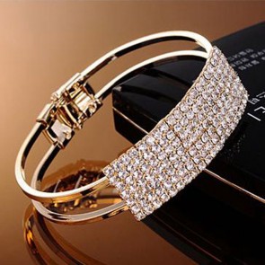 Korean Style Decent Fashionable Graceful Seven Rows Of Diamonds Opening Bracelet