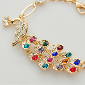Korean New Style Jewelry Fashionable Colorful Shiny Diamonds Peacock Bracelet