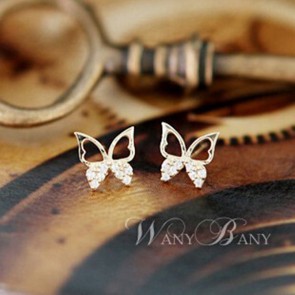 2016 Korean Fashionable Jewelry New Style Hollow Butterfly Diamond Earrings