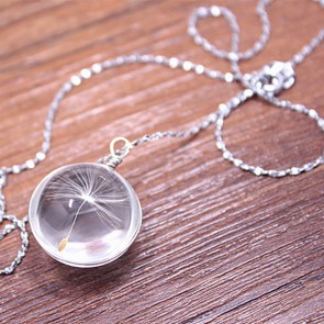 Individualized Beautiful Dried Flower Time Gemstone Crystal Pendant Female Necklace